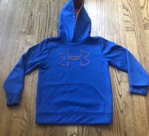 Under Armour Boys Loose Hoodie Sweatshirt Youth XS Orange UA On Front Cold gear - Picture 1 of 6
