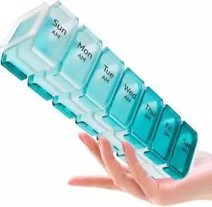 Extra Large Pill Organizer XL Vitamin Holder for Weekly Supplements Double Side - Picture 1 of 12
