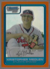 2006 Bowman Chrome Draft Draft Picks Orange Refractors Kristopher Medlen 9/25