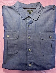 Apt 9 Shirt Mens XL Utility Flap Pocket Button Up Blue Long Sleeve - Picture 1 of 19