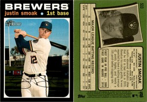 Justin Smoak 2020 Topps Heritage Baseball Card THC-533  Milwaukee Brewers