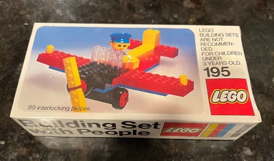 Rare Vintage LEGO Building Set with People 195 Airplane 1974 Complete NEW IN BOX - Image 1 of 4