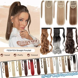 THICK Ponytail Clip In Hair Extension Wrap On Pony Tail Fake Hairpiece FOR Human - Picture 1 of 49