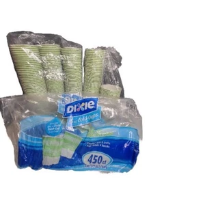 Discontinued Dixie Cold Cups 5oz Green W/ White Stripes Approximately 225 Cups - Picture 1 of 9