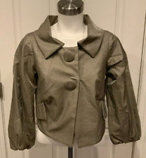 Yoana Baraschi Anthropologie Gray Shimmering Cropped Jacket, Size 4 (US)