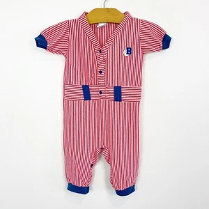 Vintage Infant Baby Boys Baseball Home run Overalls Blue Red Size Medium 6Months - Picture 1 of 2