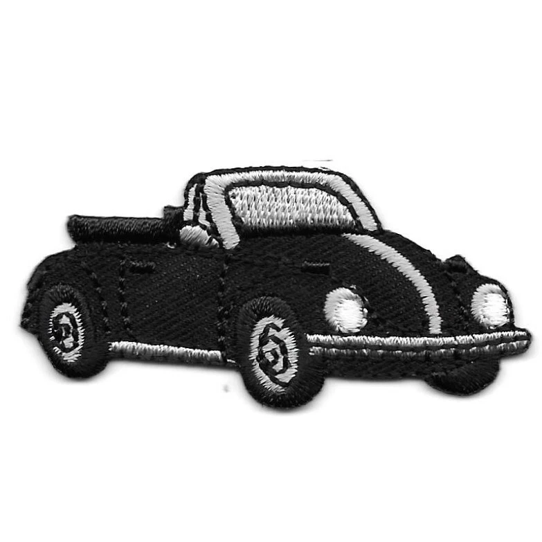 Black Convertible Beetle Patch Embroidered Slug Bug Cut out Iron on Sew on - Image 1 of 1