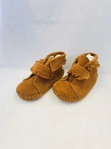 Minnetonka Kids Front Strap Bootie - Unisex Infant's Size 6 - Brown - Picture 1 of 6