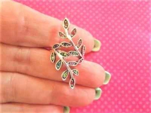 Rainbow crystal leaf ring - Picture 1 of 2