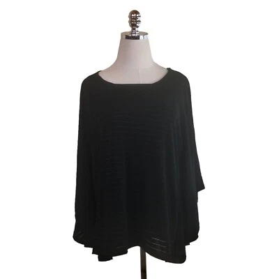 Poncho Top Chicos Travelers Mujer Talla Mediana 12 Negro Transparente Costilla Manga Dolman Foto 1 de 4