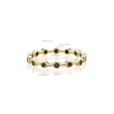 Natural Black SI Diamond Bezel Set Band Ring 18k Yellow Gold Fine Jewelry US 4-8 - Imagem 1 de 3