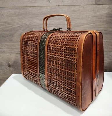 Bolso de Mano Boho Asiático Oriental Bambú Tejido Madera Marrón Foto 1 de 4