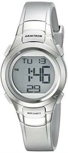 Watch Armitron Sport Women 457012SIL Digital Chronograph Silver Tone Resin Strap