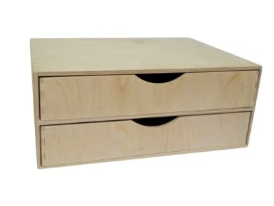 A4 Double Wide Wooden Drawer Storage Box With Documents Storage Chest Decoupage - Image 1 of 4