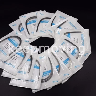 Alambre de arco rectangular de acero inoxidable orto dental 100 piezas ovoide/cuadrado/natural Foto 1 de 4