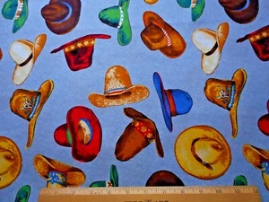 Western Fabric 1 1/8+ Yard Cowboy Hat Toss Rope 2-Sm Border Blue Denim Lk Cotton - Picture 1 of 3