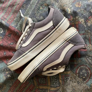 Vans old school White Gray Low Top Sneakers Shoes Lace Up Size M 6 W 7.5 suede - Picture 1 of 8