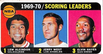 1970-71 Topps Basketball Card Of 69-70 Scoring Leaders. Alcindor & West . #1 - Image 1 of 2