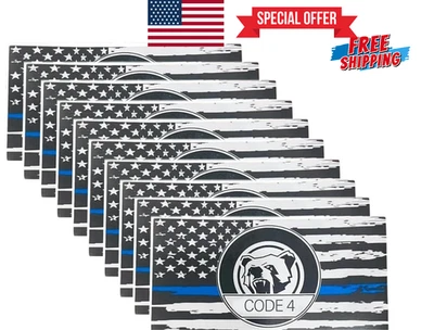 10 calcomanías de bandera de línea azul fina para automóvil, soporte de polic - Image 1 of 4