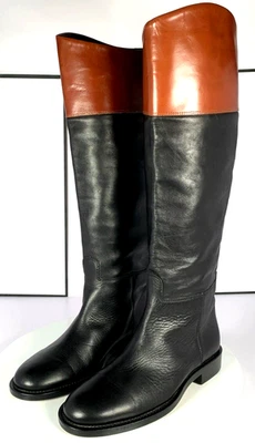 Sesto Meucci Women Boomer Leather Knee High Riding Boots Pull On 2 Tone,6.5 $450 - Image 1 of 4