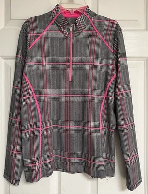 TAIL Plaid Multicolor 1/4 Zip LS Pullover Stretch Athletic Tennis Golf Top Sz S - Image 1 of 4