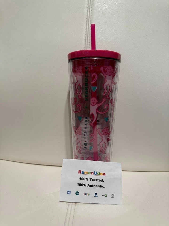 Roller Rabbit Starbucks Lovely Monkey 24oz Plástico Taza Fría Rosa Navidad Navidad Foto 1 de 1