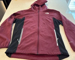 North Face WindWall Jacket Mens Soft Shell Hooded Full Zip Outdoor Hiking Maroon - Picture 1 of 10