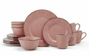 Juego de 16 cuencos de ensalada de cena Pfaltzgraff moteado ROSA FLAMENCO - Imagen 1 de 7