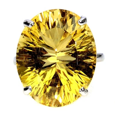 Anillo de plata de ley 925 ovalado citrino 21ct hecho a mano joyas de piedras preciosas talla 7 Foto 1 de 4
