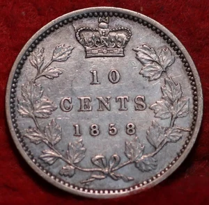 🇨🇦 1858 Queen Victoria 10 Cents "Better Choice AU" Silver Coin Canada - Picture 1 of 2