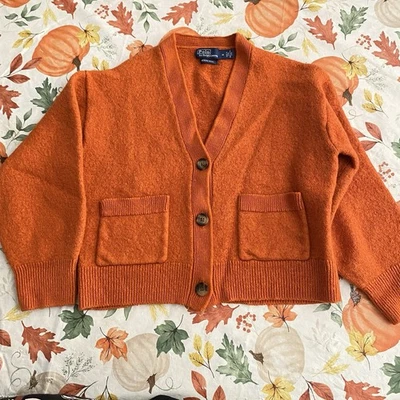 Polo Ralph Lauren Suéter Juvenil Mediano Lana Merino Cárdigan Naranja Foto 1 de 4