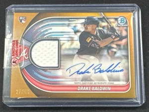 2025 Topps Bowman Chrome #BCAR-DB Drake Baldwin AUTO RELIC 27/50 - Picture 1 of 2