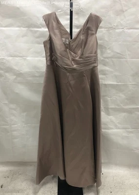 Oleg Cassini женщин серо-коричневый v-образным вырезом без рукавов официальное вечернее платье - размер 16 - Изображение 1 из 4