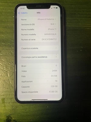 Apple iPhone 11 - 128GB - Viola (Senza operatore) A2221 (CDMA + GSM) - Immagine 1 di 4