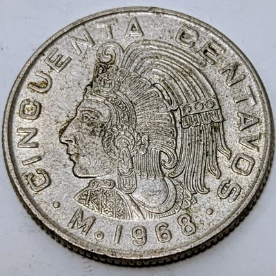 México 50 centavos 1968, moeda, Inv#I473 - Imagem 1 de 2