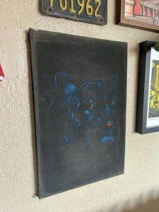 Vintage MCM  Velvet Painting Black Panther Tattoo Shop Man Cave Original - Picture 1 of 3