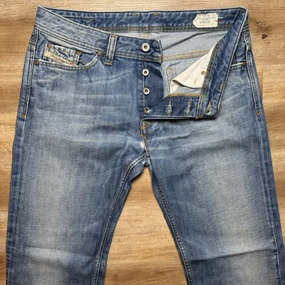 Jeans Diesel Hombre 33x32 Azul Viker Pierna Recta Algodón Hecho en Italia Alterado 008AT Foto 1 de 4