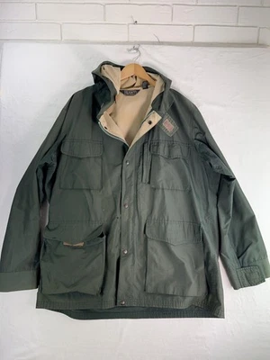GANT Rugger Jacket Mens Large Green Hooded Field Utility Parka Pockets Zip Snap - Image 1 of 4