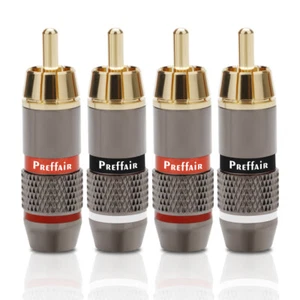 4x Stecker Aus Messing Mit Metallfeder Cinch-Stecker Silber Löten RCA Verbinder - Picture 1 of 9