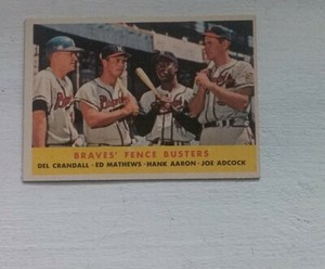 1958 Topps #351 Del Crandall/Eddie Mathews/Hank Aaron 