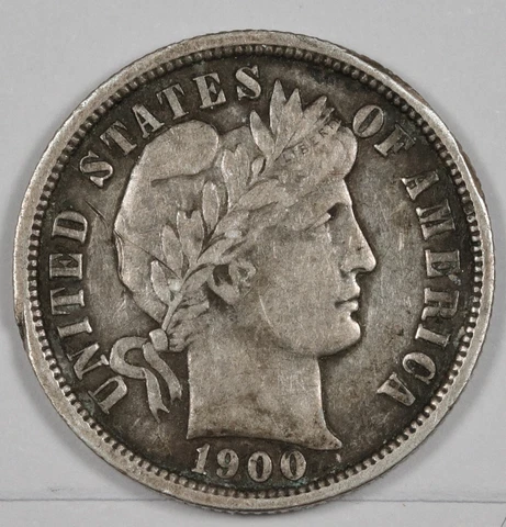 1900-o Barber Dime.  Natural Uncleaned.  XF.  185834 Cover