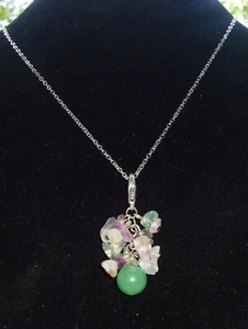 - Ciondolo Pietra Cristalloterapia - FLUORITE+AVVENTURINA (3a) +catenina scatola - Picture 1 of 2