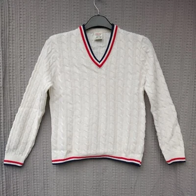 ST. MICHAEL vintage Orlon white cable knit cricket style jumper size 14 VGC - Image 1 of 4