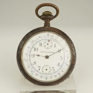 Rare! CHRONOGRAPH Pocket Watch Men's no fusee duplex chronometer no repeater RAR - Picture 1 of 6