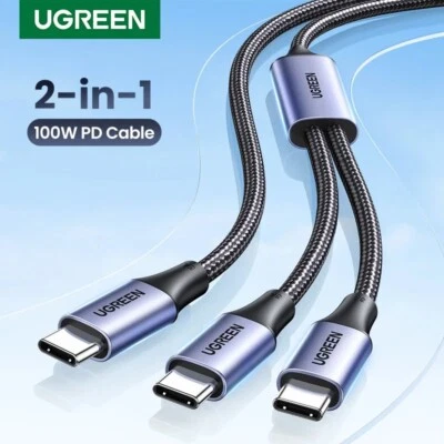 UGREEN 100W Type C To USB C Cable 2 In1 PD 5A Fast Charging For iPhone 15 Laptop - Image 1 of 4