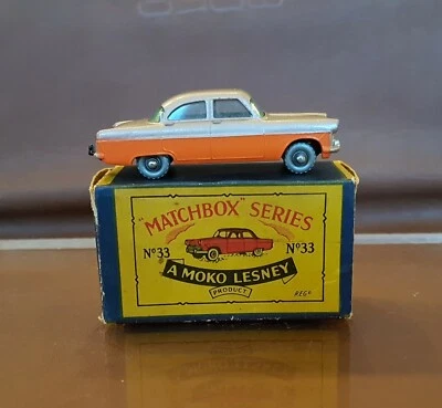 LESNEY MATCHBOX NO. 33 FORD ZODIAC RARE BI COLORE TWO-TONE BROWN ORANGE - Immagine 1 di 4