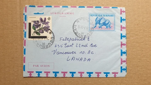 Burundi Aerogramme to Canada Vancouver #9157 Cover