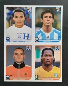 MESSI - Unnumbered Panini Sheet of 4 stickers WC South Africa 2010. Back Blue. - Picture 1 of 2