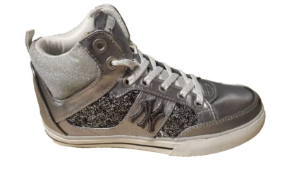 ✨ Damen Sneaker Mid Top NYY New York Yankees Silber - Größe 36 EU Modell H13WO01 - Bild 1 von 4