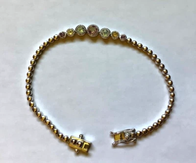 Brazalete de tenis de plata de ley con múltiples piedras preciosas de 8" Foto 1 de 4